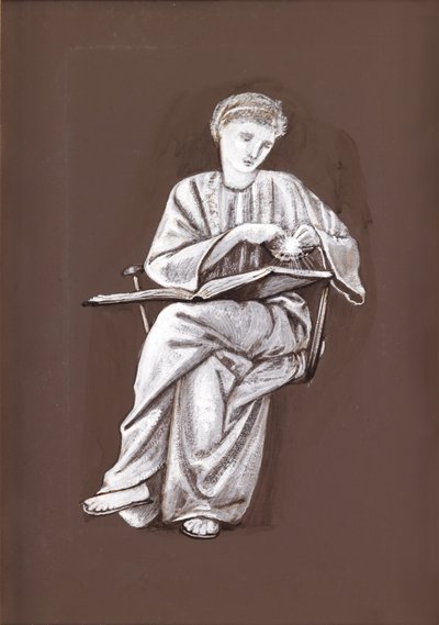 Study of a Seated Girl, with a Book by Edward Burne Jones